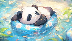 慵懒小熊猫游泳治愈4K