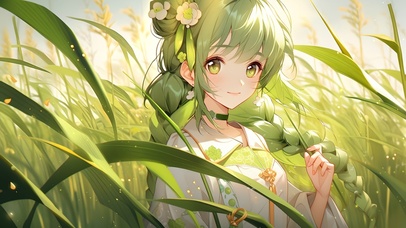 护眼稻田少女