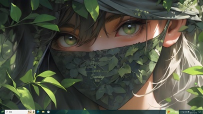 国风竹林蒙面少女	