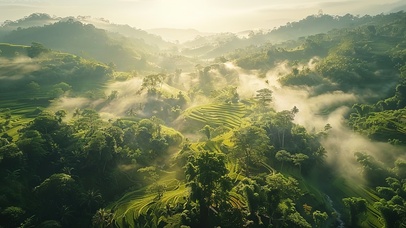 绿色护眼山谷梯田