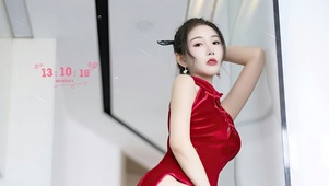 4K性感红色旗袍美女