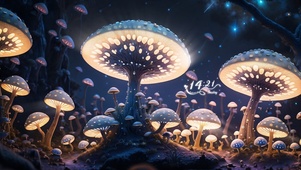 4k发光的蘑菇