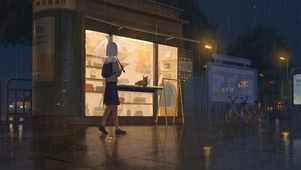 雨夜晚归的女孩