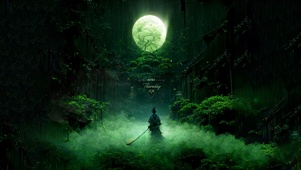 唯美护眼绿林秘境圆月
