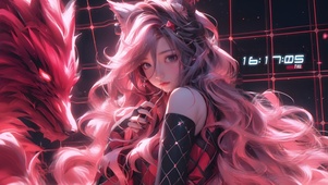粉发狐耳少女