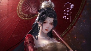 4k 唯美古风撑伞女神