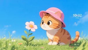 小猫与花