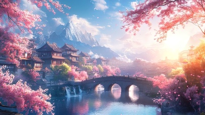 春日古镇清新山水