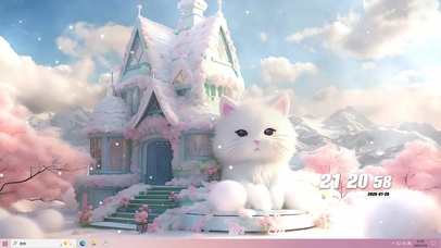 雪景树木小屋猫咪主题