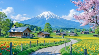 雪山脚下乡村小镇