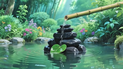 清新治愈流水绿景