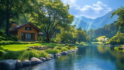 治愈清新溪水房屋