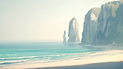 清新纯净巨岩海岸