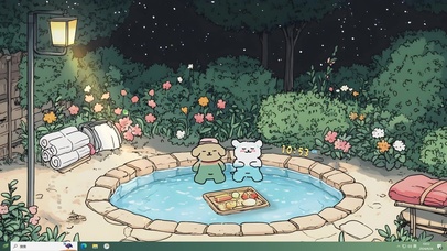 泡温泉的线条小狗（主题）