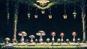 雨中的蘑菇