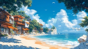 治愈海边沙滩小镇