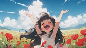 花海中的女孩