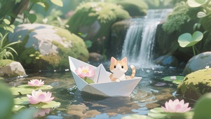 小纸船里的猫猫