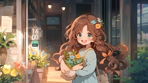 花篮小女孩