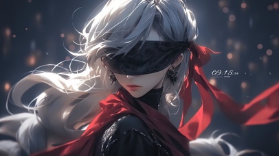 4K古风冷酷蒙眼少女