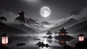 古风山川楼阁