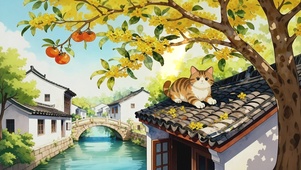 江南秋意橘猫