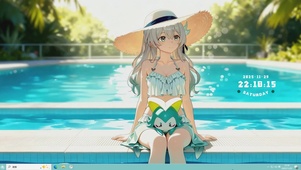 清纯甜美泳池少女