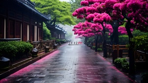 雨天屋檐小路