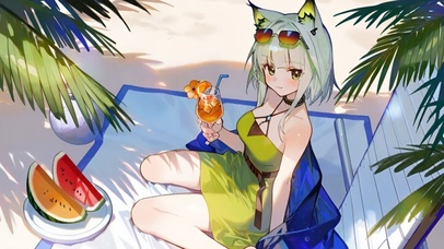 海边泳装少女-凯尔希