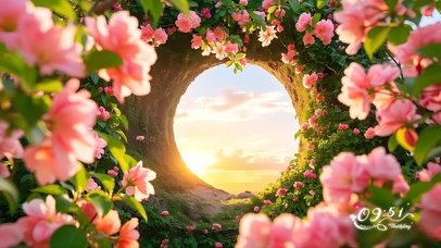 繁华天井的唯美霞光