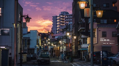 4k 唯美治愈日式雨天街道