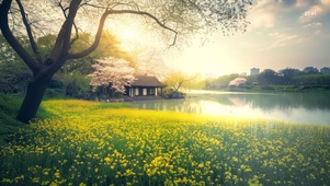 夕阳下的油菜花