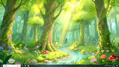 唯美绿色森林溪水