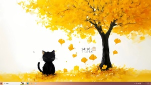 银杏树下黑猫