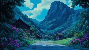 深山凌晨古镇风景