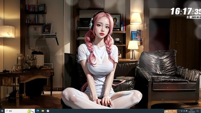 粉发居家电竞美少女