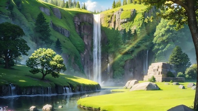 4K唯美治愈夏日清新瀑布