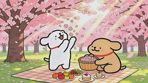 可爱樱林线条小狗