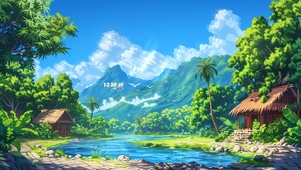 晴朗盛夏午后小屋	