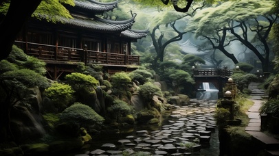 4K 小桥流水 绿色护眼