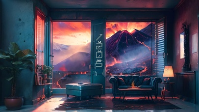 房间看火山景观