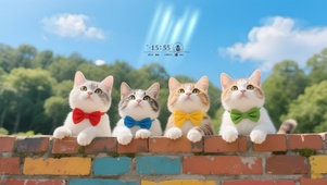 墙头上的猫咪