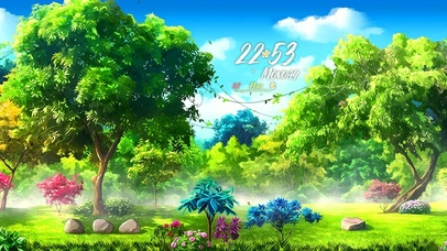 唯美治愈蓝天白云绿树