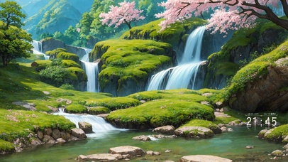 4K护眼青山瀑布