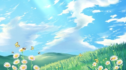 开满鲜花的草原上飞过一架小飞机