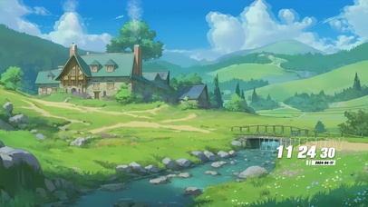 护眼树木溪流景色