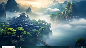 4K云雾山川小镇