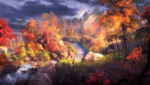 枫叶飞舞的山涧