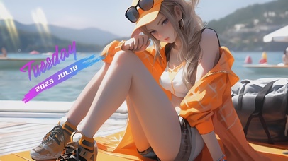 4K，动态，夏日性感沙滩美女