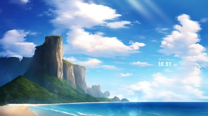 浪漫蓝色高山大海